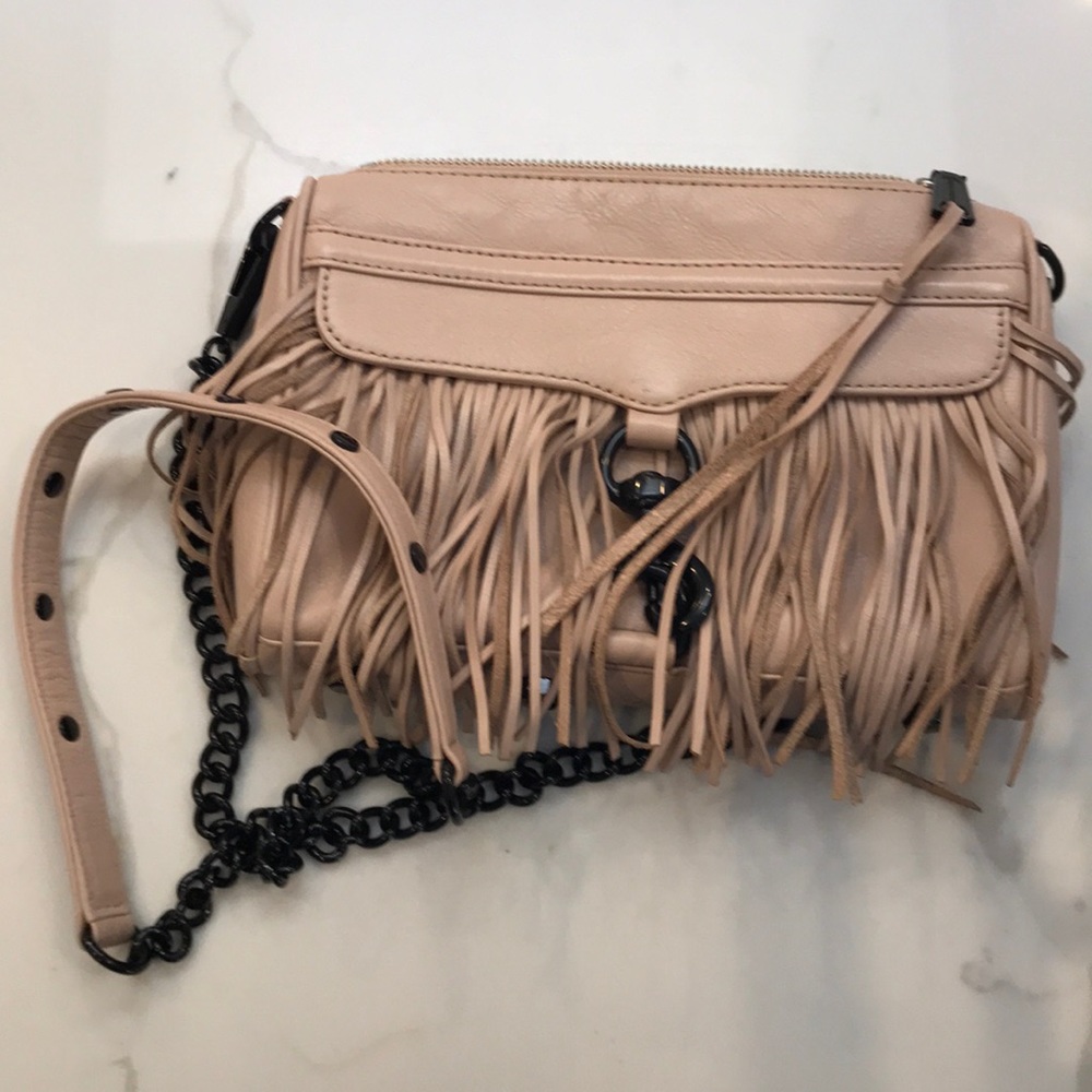 Rebecca minkoff nude fringe crossbody